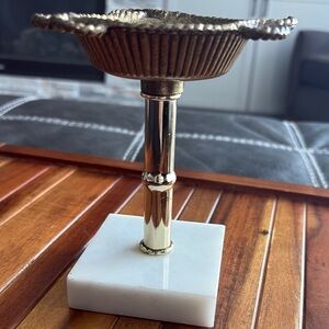 Antique Brass and Marble Candle Holder
